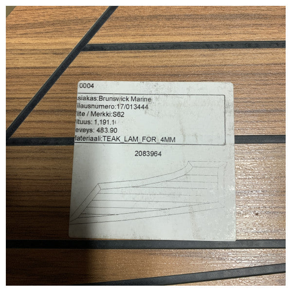 Uttern S62 Starboard Side Mid Teak Laminated Floor Kit 4 mm - 2083964