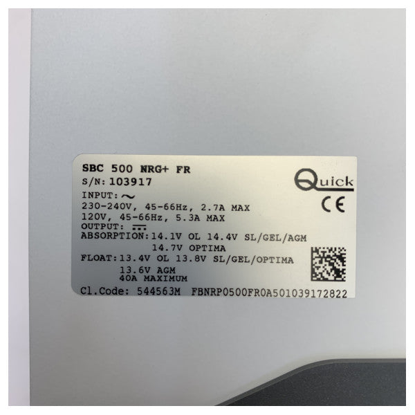 Quick SBC 500 NRG+ Marinebatterieladegerät 12V 40A - 3 Ausgänge 115V/230V 