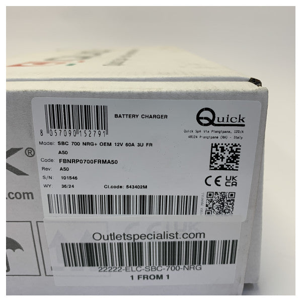 Quick SBC 700 NRG+ Punjač baterija za plovila - 12V 60A s 3 izlaza 115V/230V 