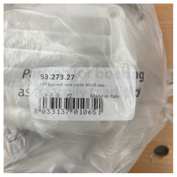 Osculati 53.273.27 Lamellventil 85x85 mm vit nylon ventilationsgaller för yacht och marin användning 