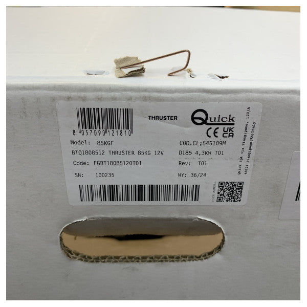 Quick BTQ185 Bow Thruster 85kgf 12V 185 mm - BTQ1808512 Marine Yacht Thruster 