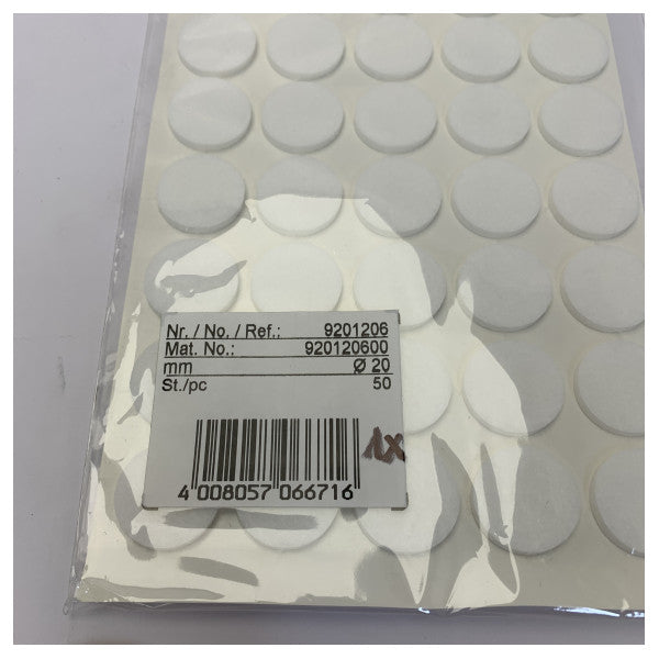 Hettich FILC fi20 Self-Adhesive Felt Pads - White Surface Protectors - 20mm