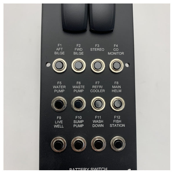 Marine Single Engine Control Panel with Battery Switch - 12V DC Boat Electrical System