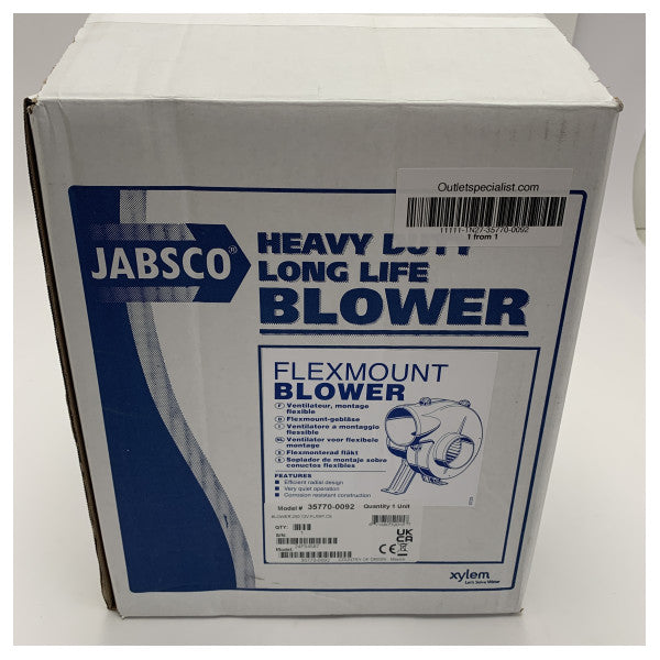 Jabsco 35770-0092 12V High performance blower for flex mounting 100 mm - 7.1M3/m