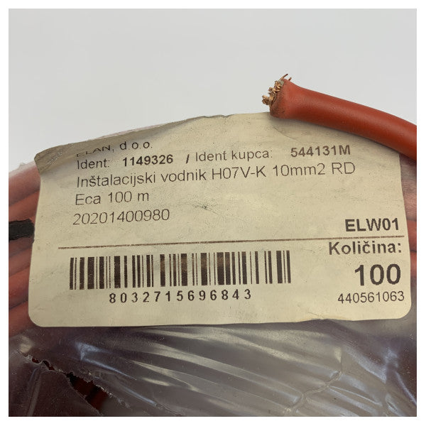 Vodnik H07V-K 10 MM2 Rojo 1m 