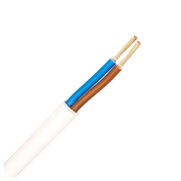 H05VV-F 2G 2.5mm2 Flexible PVC Electrical Power Cable - White 2x2.5mm2 1m