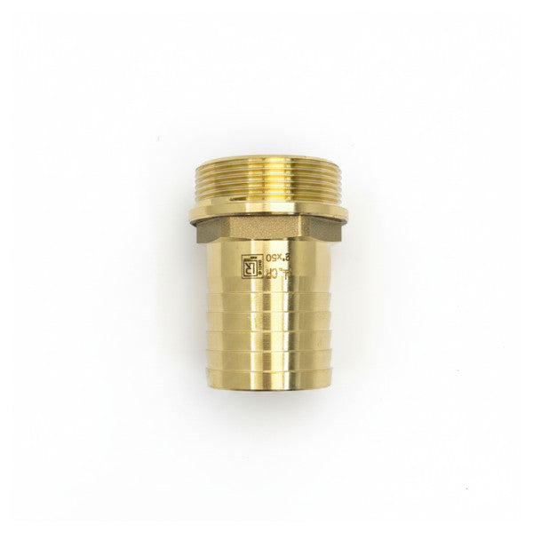 Racor de espiga para manguera Maestrini DZR de latón, rosca de 2 pulgadas x espiga de 50 mm - 7156I 