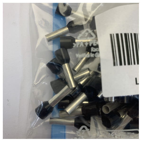 BM 絶縁ワイヤーフェルール 6mm² x 20mm ブラック 100個 