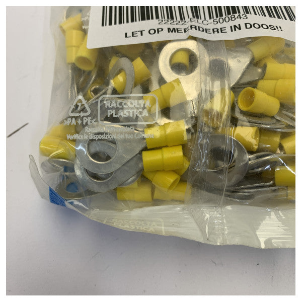 Yellow 6 M10 isoleret ringkabelsko 100 stk 