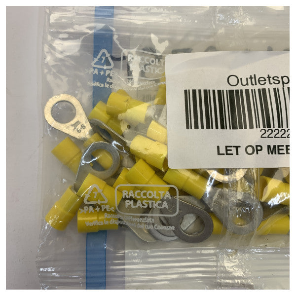 BM S.p.A. Insulated Ring Lug 4-6mm² M8 Yellow 50pcs 
