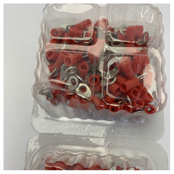 Eristetty rengasliitin 1,5 mm² M4 punainen 100 kpl 
