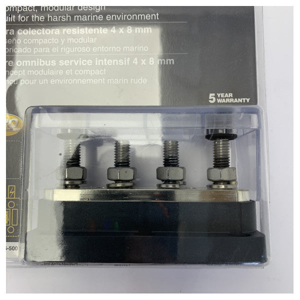 Uflex Heavy Duty Marine Busbar 500A 4xM8 Studs - 777-BB4S-500