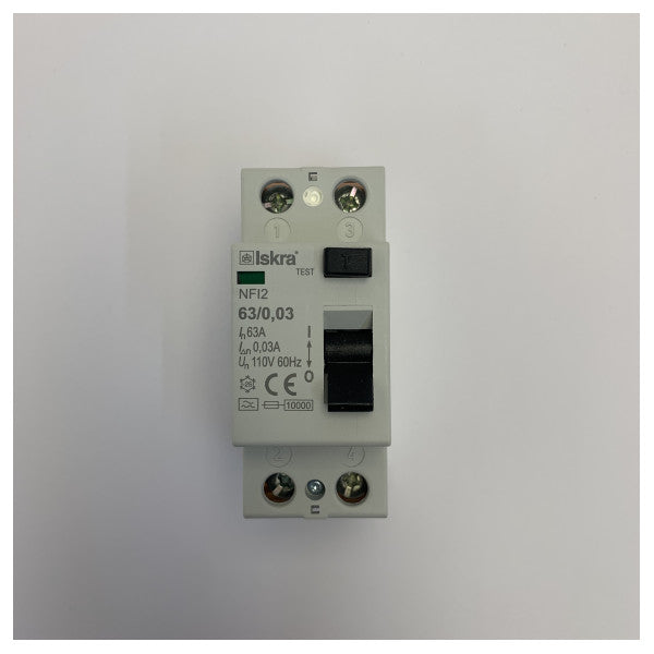 Iskra Marine RCD Disjuntor Elétrico - 63A Dispositivo Diferencial Residual 