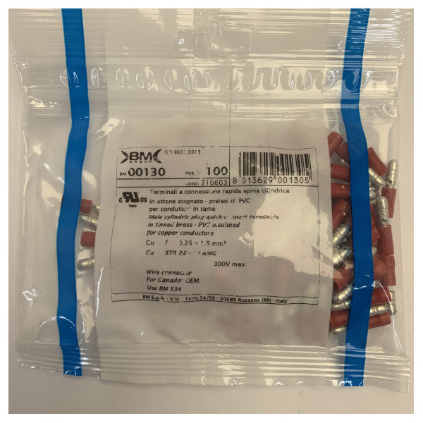 Conector Bullet Isolado Vermelho 1.5/4mm CIL.KON. M 1,5/4 RD 100pcs 