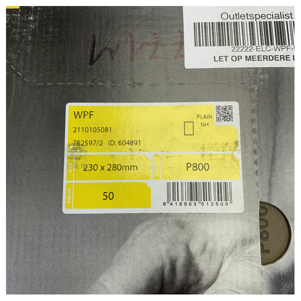 Mirka WPF Waterproof Sanding Paper P800 230x280mm Abrasive Sheets 50pcs 