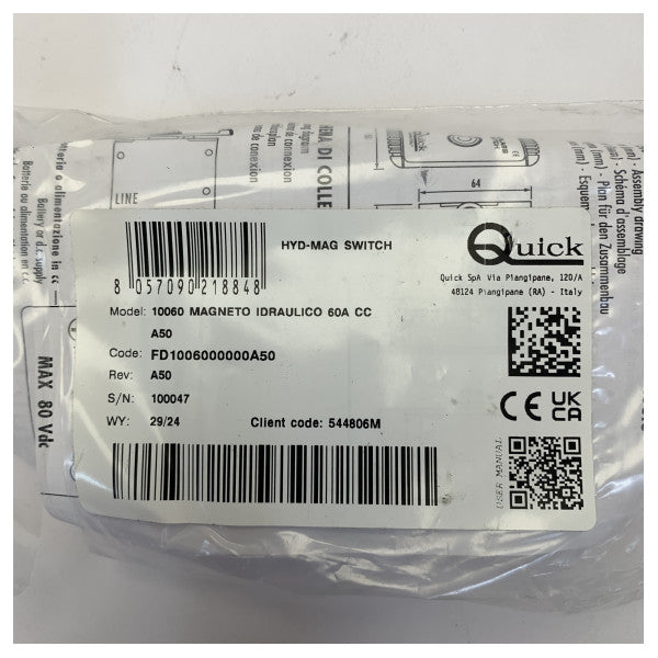 Quick 60A zestaw wyłącznika nadprądowego windy kotwicznej - FD1006000000A00 elektryka morska 