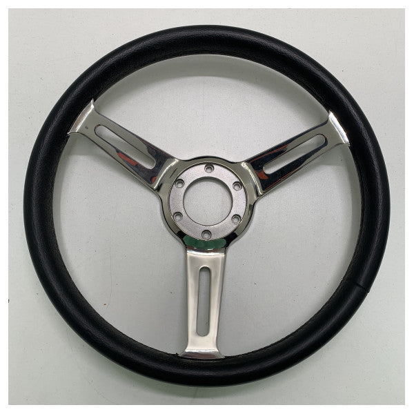 ISOTTA Cesca 3-spoke stainless steel steering wheel black - 350 mm