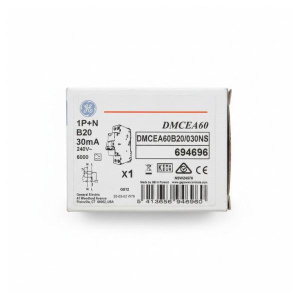 GE General Electric DMCEA60B20 Marine jordfeilbryter RCBO 