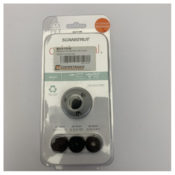 Prensaestopas marino Scanstrut DS16-P - Sellado vertical para cables de 2-8 mm - Negro 