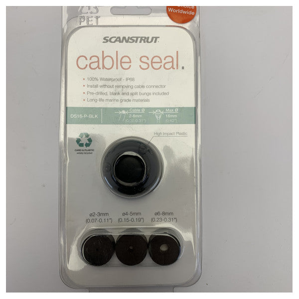 Scanstrut DS16-P-BLK Sello vertical para cable - plástico negro para cables de 2 mm a 8 mm 