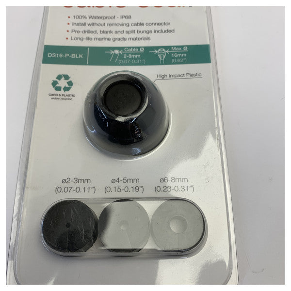 Passacavo verticale Scanstrut DS16-P-BLK - Plastica nera per cavi da 2 mm a 8 mm 