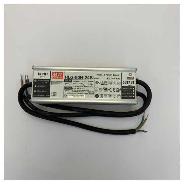 Mean Well HLG-80H-24B LED電源 24V 80W IP67 調光可能ドライバー 