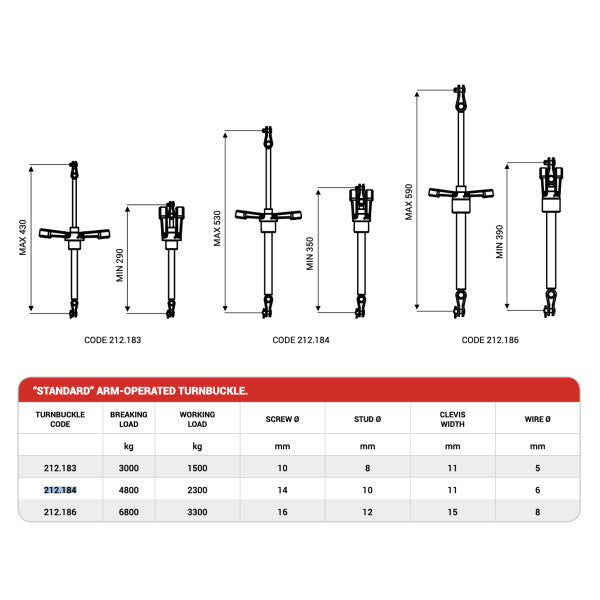 Nemo open armed stainless steel turnbuckle | spanner 6 mm | 4500 KG - 212.184