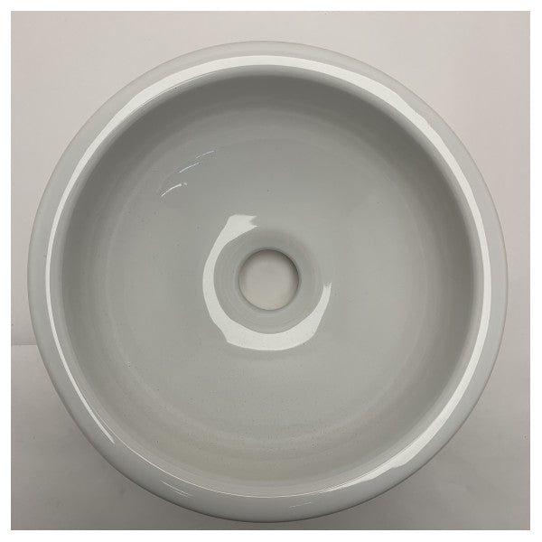 Flaminia Mini lavello doppio compatto in ceramica per imbarcazioni - Durevole bacino bianco di qualità marina con scarico centrale