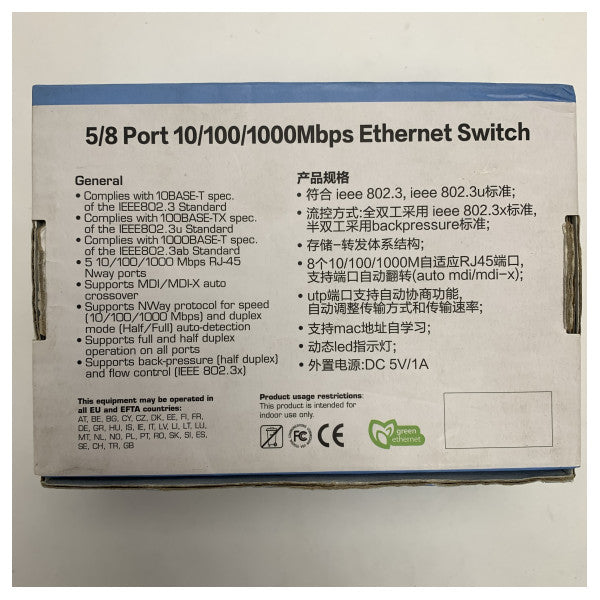 Space Stream 8-Port Gigabit Ethernet Switch 10/100/1000 Mbps for Reliable Networking