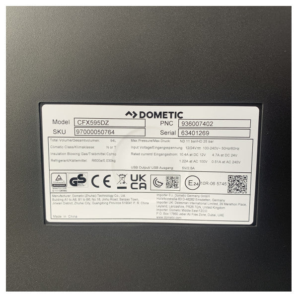 Dometic CFX5 95DZ Dual Zone Portable Compressor Fridge and Freezer - 12/24/220V