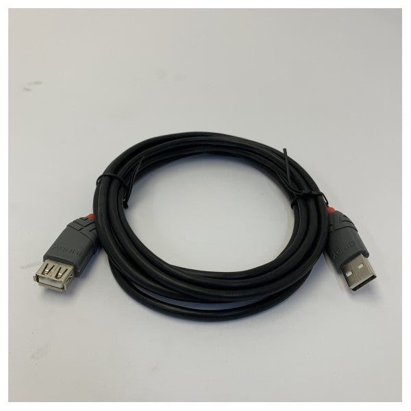 Cabo de extensão USB 2.0 de 3 m - macho para fêmea (M/F) - cabo extensor - preto 