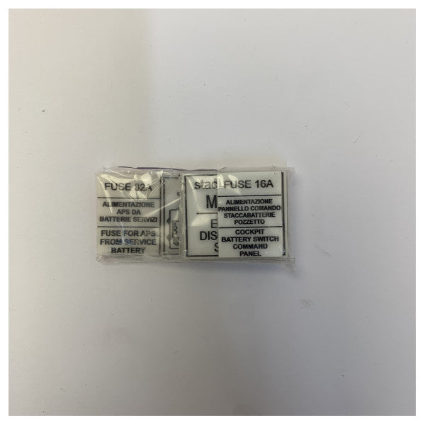 Ferretti Group Battery Disconnect & Cockpit Control Panel Labels Set - L.A.M. O6 