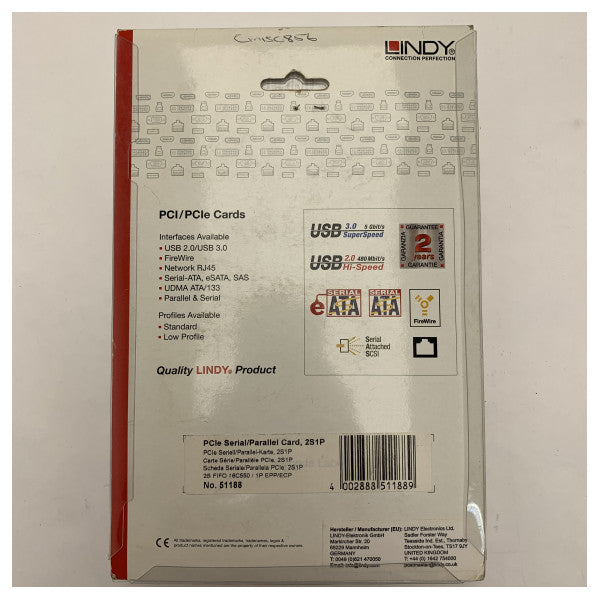 LINDY PCIe Seriell- und Parallelkarte 2S1P – Zuverlässige Verbindung für Legacy-Geräte 