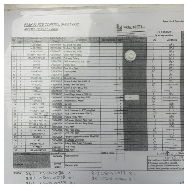 مجموعة قطع غيار اتصالات البحرية Cobham Seatel - CSVCE040 