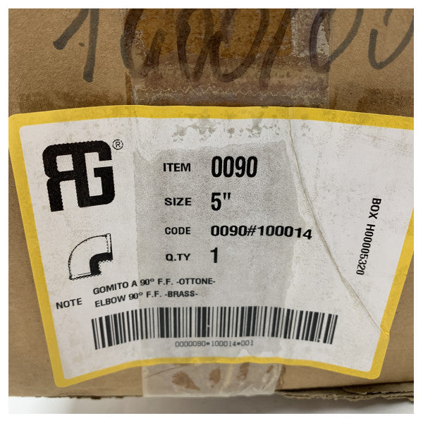 Guidi Brass 5 Inch 90 Degree Elbow Fitting Filettatura femmina-femmina Resistente alla corrosione di grado marino - 0090#100014