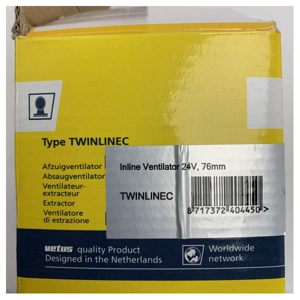 Vetus TWINLINEC 24V Ventilador Marino Inline de 76 mm - Ventilador de Ventilación Potente para Barcos y Buques 