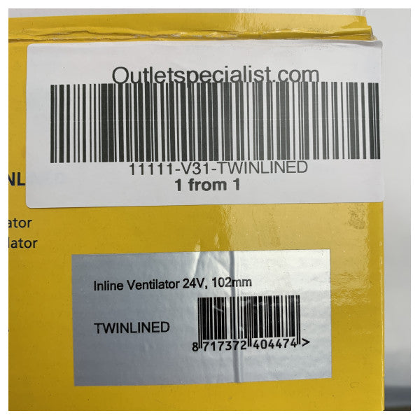 Vetus 24V Inline brodski motorni ventilator za strojarnicu 102 mm - 4 inča - TWINLINED 