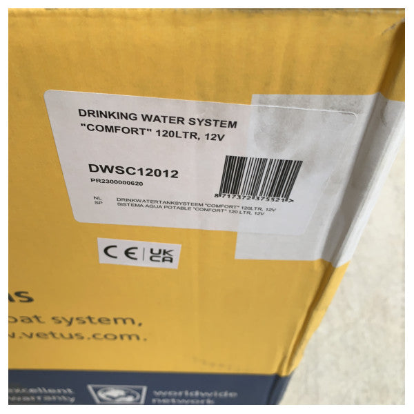 Sistema de tanque de agua potable Vetus 120L con bomba 12V - DWSC12012 