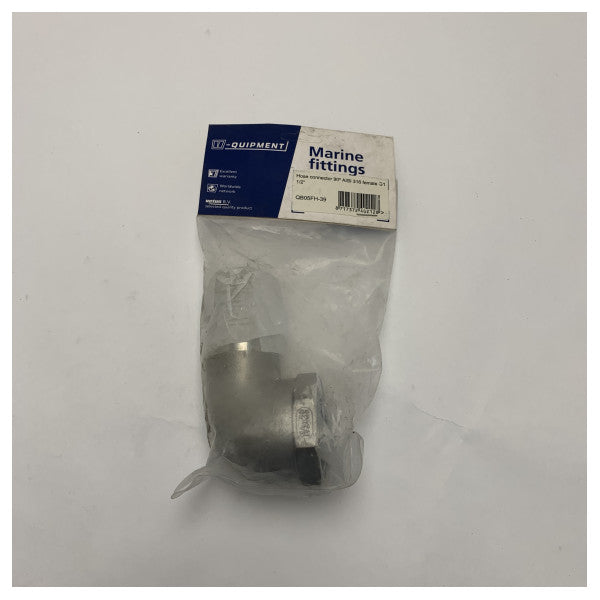 Vetus stainless steel 90 degree hose connector 1 1/2 inch - QB05FH-39 