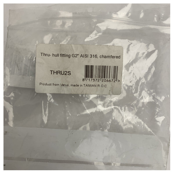 Vetus Неръждаема стомана Thru Hull фитинг 2 инча AISI 316 за морски приложения - THRU2S 