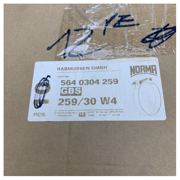 Нормална стоманена морска хомут за маркуч 259mm x 30mm - 564 0304 259 