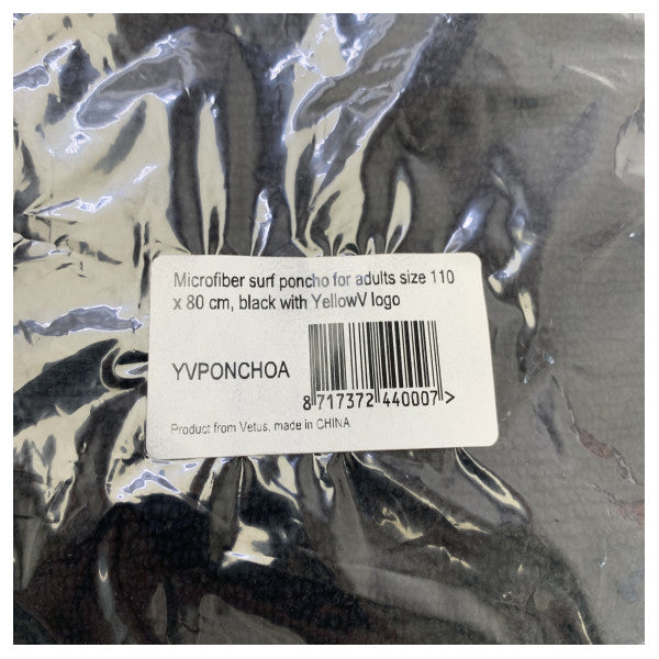 Yellow-V Surf Poncho Adult Microfiber Changing Towel Black 