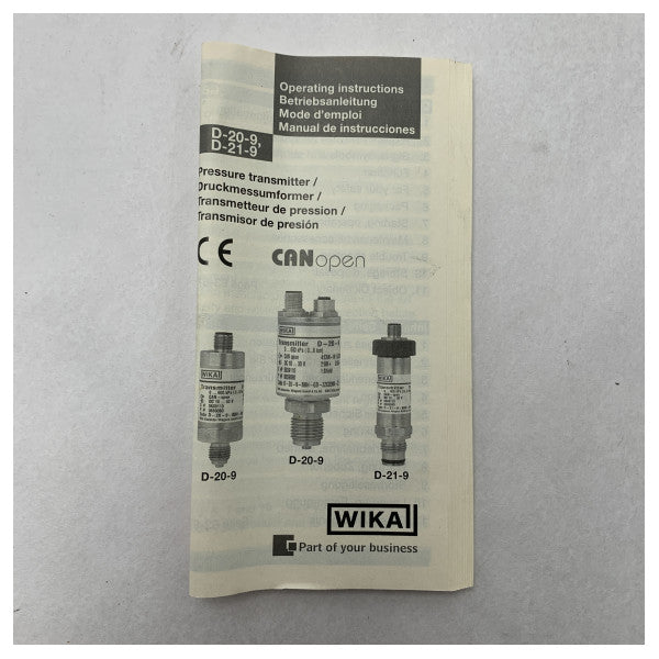 Wika D-20-9 Морський датчик тиску Датчик з нержавіючої сталі 0-0,25 бар CANopen інтерфейс