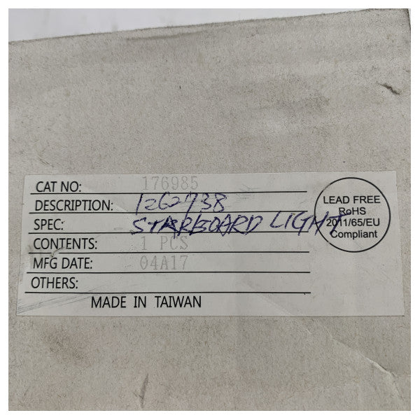 Lumière de navigation LED argentée pour bâbord noire revêtue 12/24V - C2-0520 