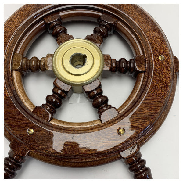 Mahogni Trebåt Styrehjul 430mm med Messing Nav 6 eiker 