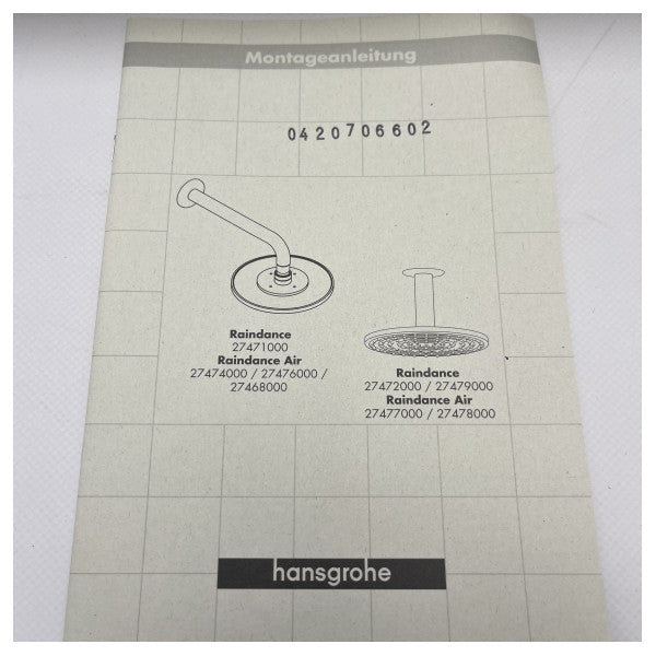 Hansgrohe Raindance Air Chrome Marine Shower Head  310 mm 27477000 � Durable, Water-Saving, Wide Spray