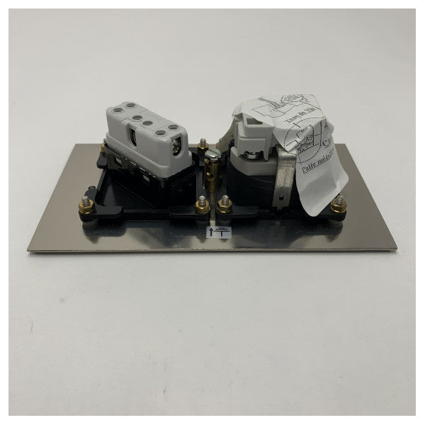 メルジャックマリンステンレスデュアルソケットプレート-ボート用防水バイポーラ＆Schukoコンセント