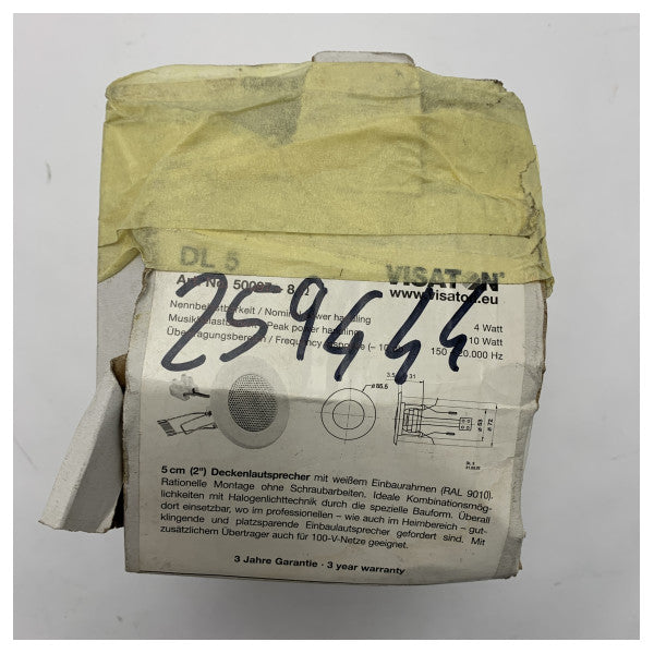 2x Głośnik sufitowy Visaton DL5 Marine - Kompaktowy 2-calowy głośnik 8 Ohm o wysokiej jakości dźwięku do wnętrz łodzi