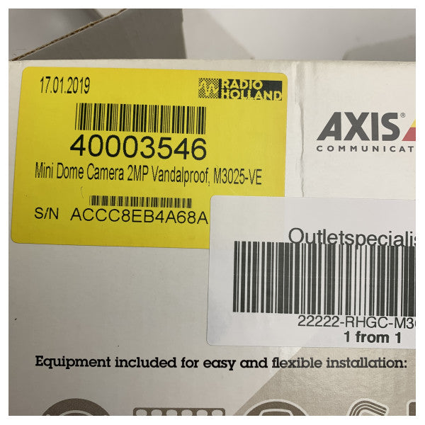 Axis Mini Dome Marine Camera M3025-VE - 2MP Waterproof & Vandal-Proof Security for Ships