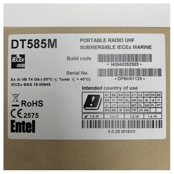 Entel DT585M UHF Портативне морське радіо - Водонепроникне IECEx сертифіковане цифрове та аналогове 